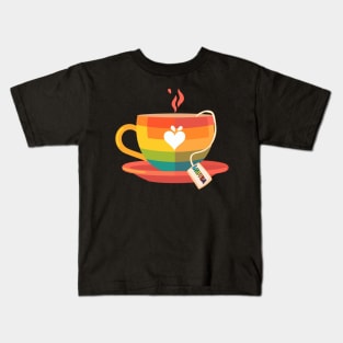 Proud LGBTQ gay pride tea drinker Rainbow Colored Tea Cup LGBTea Kids T-Shirt